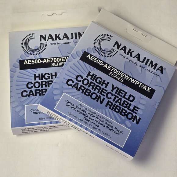 Nakajima AE-500 AE700 Correctable Carbon Ribbons Typewriter Ink NOS 2 packs - Picture 2 of 3
